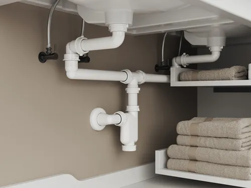 Aqua Bagno Siphon Raumsparsiphon für Doppelwaschbecken - Siphon für Doppelwaschbecken, 11-tlg. Set mit Reinigungsöffnung – die flexible und platzsparende Lösung für Ihr Bad.
