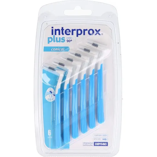 Interprox plus conical blau Interdentalbürste - Zahnpflegeartikel mit konischer Form für effektive Reinigung der Zahnzwischenräume, ideal für eine gründliche Mundhygiene.