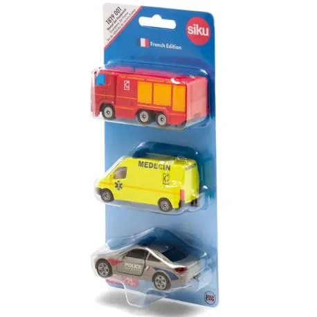 Siku 1819001, Notruf-Set Frankreich, Metall/Kunststoff, Multicolor, Spielzeug für Kinder, Spielkombination, Bewegliche Teile