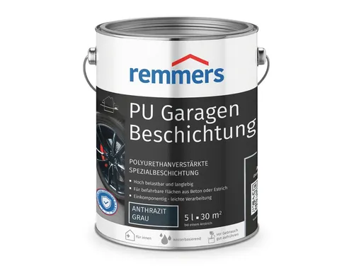 Remmers Bodenversiegelung PU Garagenbeschichtung anthrazit 5 Liter - Farben & Lacke, hochwertige PU-Beschichtung für langlebigen Schutz und ansprechende Optik in Garagen und Werkstätten.