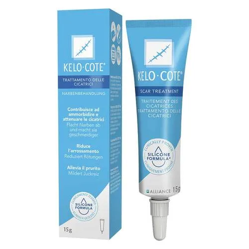 KELO-COTE Narbengel 15 g - Narbenpflege Gel zur Behandlung und Prävention von hypertrophen Narben und Keloiden. Macht Narben flacher und geschmeidiger, lindert Juckreiz und reduziert Hautverfärbungen. Ideal für empfindliche Haut und auch für Babys ab 3 Monaten.