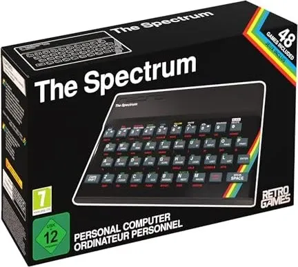 The Spectrum (Weiße Edition) - Elegante Videospielkonsole in zeitlosem Weiß, inklusive THEJOYSTICK und THEMICRODRIVE USB-Stick – ein Must-Have für Sammler und Retro-Fans.