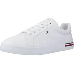 Tommy Hilfiger Damen Vulcanized Sneaker Essential Stripes, Weiß, 36 EU - Damen-Sneaker mit stilvollem Design und optimaler Passform, aus 60% recycelter Baumwolle für ein angenehmes Tragegefühl – ideal für jeden Anlass!