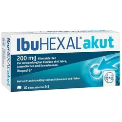 IbuHEXAL akut 200mg - Schmerzmittel - Arzneimittel zur Linderung von leichten bis mäßig starken Schmerzen wie Kopfschmerzen, Zahnschmerzen und Fieber; entzündungshemmend und schnell wirksam dank Ibuprofen.