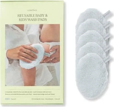 waschies KIDS Waschpads für Babys und Kinder, 5er Set Pastel Blue - Waschgele für Babys: Sanfte, hypoallergene Reinigung nur mit Wasser, ideal für empfindliche Haut. Wiederverwendbar und umweltfreundlich – perfekt für Eltern und Kinder.