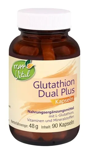 KOPP Vital® Glutathion Dual Plus Kapseln | 48 g | 1 x 90 Kapseln | Premium-Qualität | Vitamin C | Vitamin E | Vitamin B12 | Folsäure | Selen | Zink | Apothekenqualität