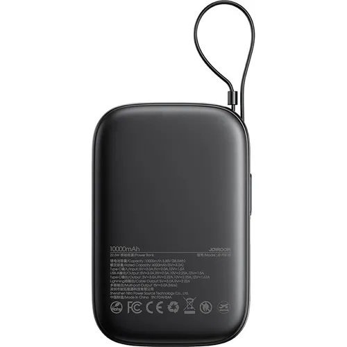 Joyroom JR-PBF18 22.5W 10000mAh Powerbank with Built-in Lightning Cable + USB-C Cable 0.25 cm - Blac (10000 mAh, 22.50 W) (57226729)
