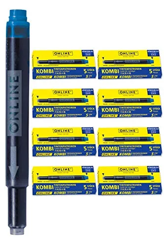 ONLINE 40x kompatible LAMY Patronen blau, auch für Pelikan, Stabilo etc, Universal Tintenpatronen, Füller Patronen, löschbar, für Füllhalter & Tintenroller, Vorteilspack königsblau