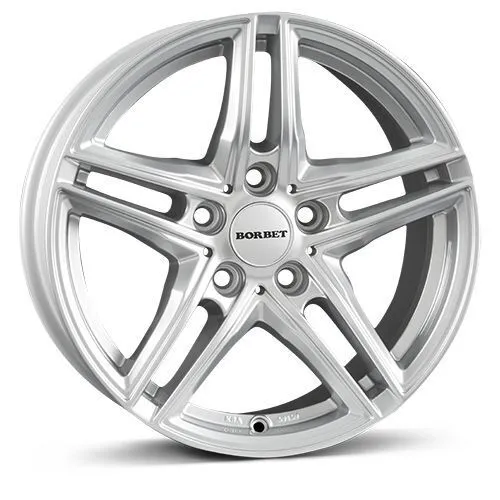 Borbet XR Alufelgen 6.5x16" ET22 in Brillant Silber - Felgen der Kategorie Alufelgen, Doppelspeichen-Design in elegantem Brillantsilber, ideal für eine sportliche Optik und maximale Traglast von 650 kg.