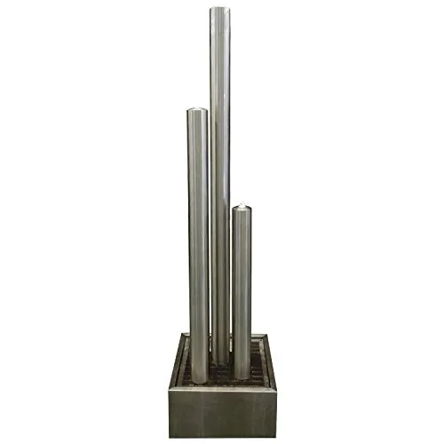 KÖHKO® Springbrunnen Zylinder 180 cm mit LED-Beleuchtung - Eleganter Gartenbrunnen aus Edelstahl V2A, ideal für Garten und Terrasse. Mit 3x LED-Beleuchtung und leistungsstarker Pumpe für beeindruckende Wasserspiele.