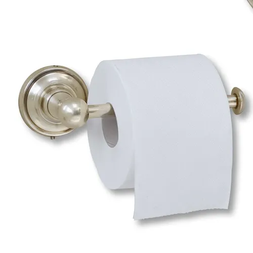 Loberon Toilettenpapierhalter Pax, Anbringung an der Wand, klassisches Design, eleganter Look, Badzubehör, Bad-Accessoire, Messing, antiksilber