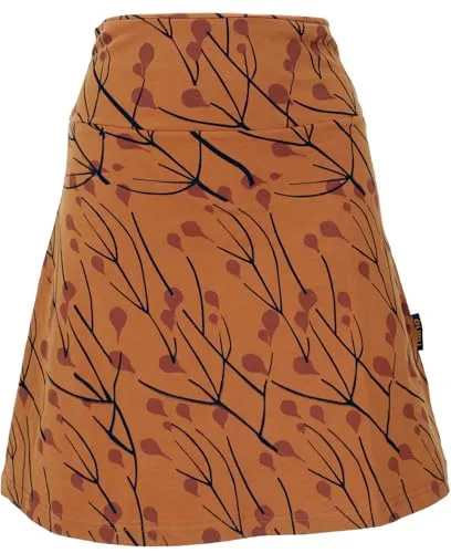 GURU SHOP A-Linien Rock aus Bio-Baumwolle - Caramel, Damen Größe S - Bequemer knielanger Damenrock aus Bio-Baumwolle, leicht elastisch und ideal für einen lässigen Look.