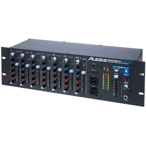 Alesis Multimix 10 Wireless - Analoge Mischpulte mit Bluetooth-Funktion, ideal für Bars und mobile Racks – 4 Monokanäle, 2 Stereokanäle und kompakte 19" Bauform für flexibles Setup.