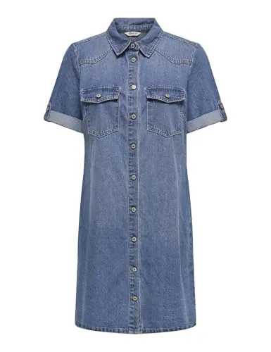 ONLY Jeanskleid ONLLISA S/S DNM DRESS GUA - Modisches Denim-Kleid - Kleider aus pflegeleichtem Denim mit Kurzarm und Brusttaschen, ideal für lässige Styles im Alltag.