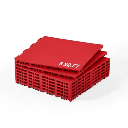 VEVOR Bodenbelag Fitnessstudio 8-teilig Gummifliesen Rot - Dämmstoffe für Fitnessstudios, ideal für sicheres Training mit einfacher Montage und vielseitiger Nutzung. Maximale Belastung pro Platte: 200 kg.
