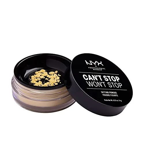 NYX Professional Makeup Puder, Can't Stop Won't Stop Setting Powder, Loses Fixierpuder, Vegane Formel, Mattes Finish, Öl-Absorbierend, Farbton: Banana