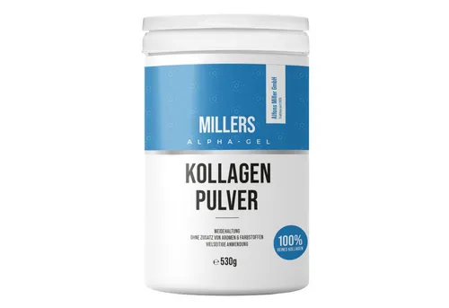 Millers Alpha-Gel 100% reines Kollagen Hydrolysat 530 g - Premium Kollagen-Präparat in Pulverform, ohne Zusatzstoffe, ideal für die tägliche Einnahme in Getränken und Speisen. Hochwertige, wasserlösliche Peptide für optimale Bioverfügbarkeit.