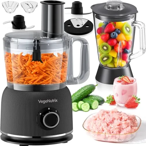1500W Küchenmaschine und Mixer Kombination mit 2,5L Zerkleinerer und 2L Glasstandmixer - Vielseitige Kombi für Küche: Hacken, Mixen, Kneten und mehr mit 1500W-Motor und zwei BPA-freien Bechern. Ideal für Smoothies, Teig und mehr – sicher, langlebig und einfach zu bedienen.