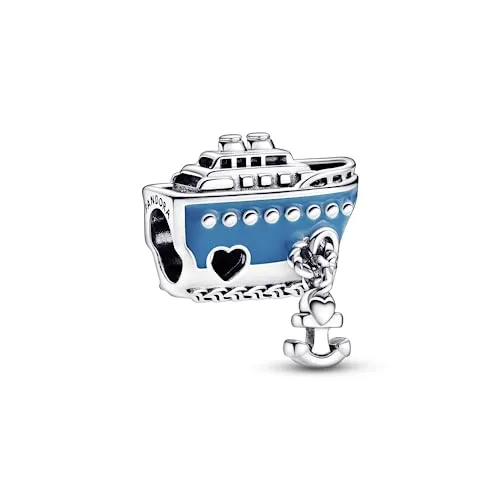 PANDORA Moments Ankerndes Kreuzfahrtschiff Charm-Anhänger aus Sterling Silber - Bead Charm für Damen, detailgetreu gestaltet und perfekt für die Pandora Moments Armbänder, ideal zur Erinnerung an deine Kreuzfahrten und Abenteuer auf See.