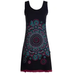 Vishes Sommerkleid Trägerkleid Mandala Print aus Baumwolle in Schwarz (Größe 48-50) - Lässiges Sommerkleid mit stilvollem Mandala-Print, perfekt für Festivals oder den Alltag. Hergestellt aus 100% Baumwolle für ein angenehmes Tragegefühl.