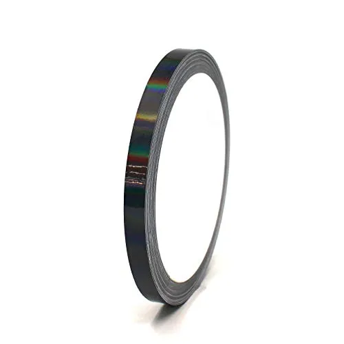 Finest Folia (0,79€/m) 10 Meter Hologramm Zierstreifen Basteln Möbel Auto Motorrad Modellbau Deko Dekorstreifen Klebestreifen selbstklebend DIY (Hologramm Schwarz, 6mm Breite)
