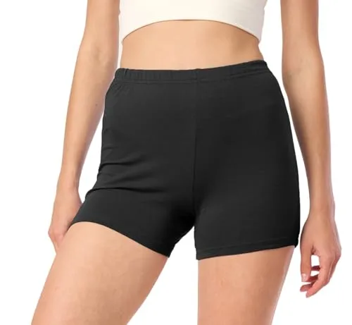 Merry Style Kurze Hose Damen Radlerhose leicht und bequem Hotpants eng Boxershorts aus Baumwolle Sommer Kleidung Damen MS10-392 (Schwarz, L)
