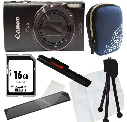 Canon Ixus 285 HS schwarz Set mit Tasche und Zubehör - Digitalkamera mit 16 MP und Full HD, inkl. 16 GB Speicherkarte, Mini Stativ und Kameratasche - ideal für kreative Aufnahmen unterwegs.
