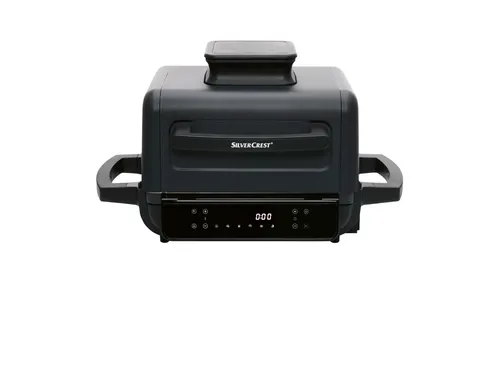 SILVERCREST® KITCHEN TOOLS Heißluftfritteuse SHLFS 2200 A1 - Kompaktfriteusen mit 3,8 l Fassungsvermögen, 2200 W Leistung und vielseitigen Funktionen zum Frittieren, Grillen und Smoken ohne Öl.