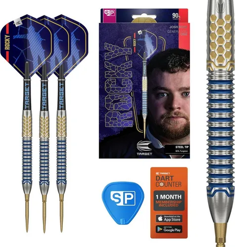 Target Darts Josh Rock Gen 1 Steel Tip Darts 22G - Steel-Dartpfeile, 90% Tungsten für verbesserte Kontrolle und gleichmäßige Freigabe, inkl. Swiss Storm Nano Points für optimale Griffigkeit und einfachen Spitzenwechsel.