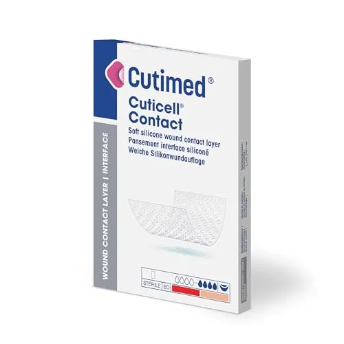 BSN Medical Cuticell Silikon-Wundkontaktschicht 7,5 x 10 cm - Erste-Hilfe-Heftpflaster & Verbandsmaterial, transparente Silikonbeschichtung für sanften Kontakt mit der Wunde, ermöglicht einfache Wundkontrolle ohne Verbandwechsel.