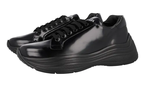 LUXUS PRADA CHUNKY SOLE SNEAKER SCHUHE 4E3457 SCHWARZ LEDER NEU 8,5 42,5 43
