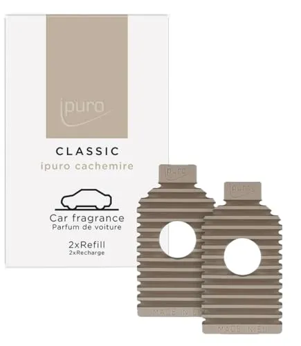 ipuro Classic Autoduft Cachemire EVA Refill 2x9g - Eleganter Duft für Auto mit Rose, Johannisbeere und Zedernholz - Langanhaltender Autoduft Lufterfrischer - Passend für ipuro Classic Autostecker Clip