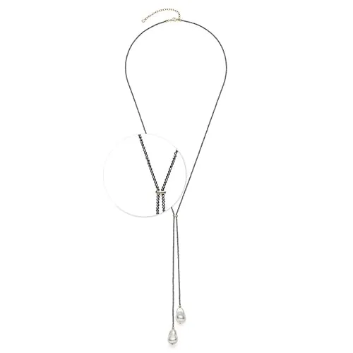 JEWELS BY LEONARDO Halskette Sophie • lange Y-Kette aus goldfarbenem Edelstahl • kleine facettierte Hämatit-Kugeln und zwei Imitationsperlen • 70-77 cm Länge • Schmuck Geschenk für Frauen • 025527