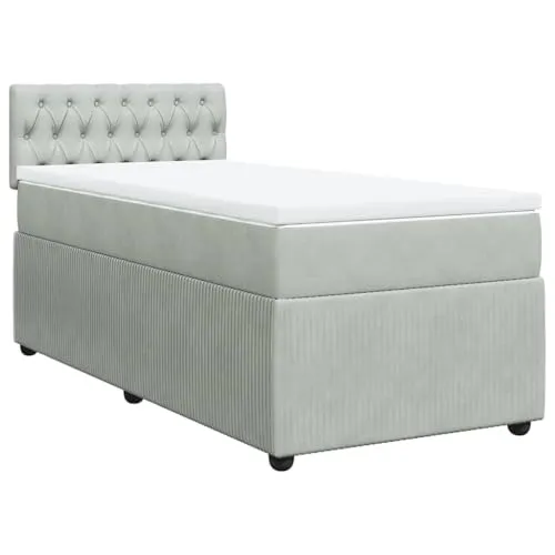 vidaXL Boxspringbett mit Matratze Hellgrau 100x200 cm Samt - Bequemes Boxspringbett mit Taschenfederkernmatratze für optimalen Schlafkomfort. Der weiche Samtstoff sorgt für ein luxuriöses Gefühl, während die atmungsaktive Matratzenauflage die Pflege erleichtert. Ideal für erholsame Nächte!