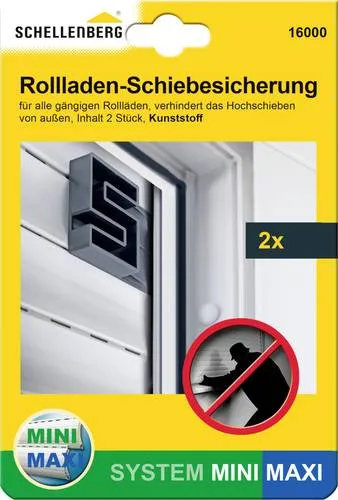 SCHELLENBERG Rollladensicherung - Einbruchhemmende Hochschiebesicherung (Set, 2-tlg) - Fenstersicherungen: Hochwertige Rollladen-Hochschiebesicherung, die das Hochschieben von außen erschwert, ideal für Mieter und einfach zu montieren.