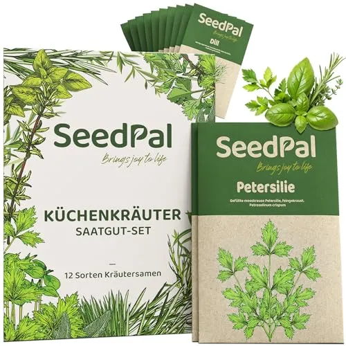 SeedPal Kräutersamen Set - 12 Beliebtesten Küchenkräuter - Kräuter der Provence, italienische Kräuter - Kräutergarten für Küche oder Balkon - Samen Saatgut - Gartenkräuter Sorten