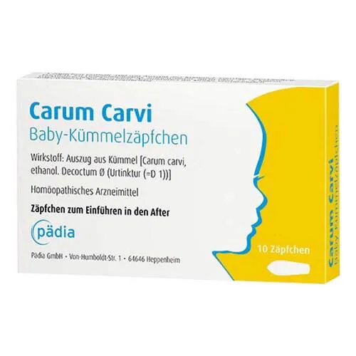 Carum Carvi Baby-Kümmelzäpfchen 10 St - Arzneimittel für Säuglinge, helfen bei Blähungen und Bauchschmerzen für eine schnelle Linderung.