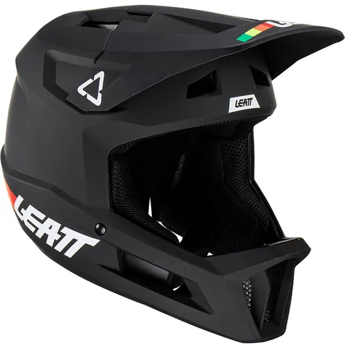 Leatt Downhill MTB-Helm 1.0 Gravity Schwarz - Helm für Downhill-Mountainbiking, bietet maximalen Schutz und Komfort mit modernem Design für Erwachsene.