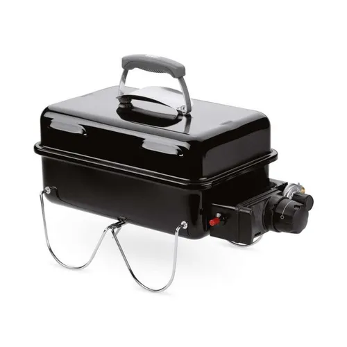 Gasgrill Go-Anywhere schwarz - Komfortabler Gasgrill mit verchromtem Stahlrost und 1,9 kW Leistung, ideal für Grillabenteuer unterwegs.