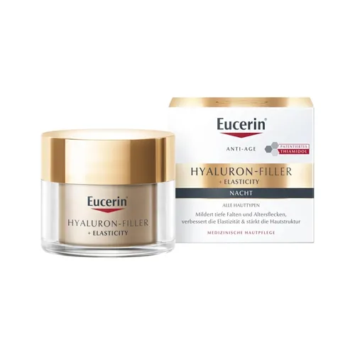 Eucerin Hyaluron-Filler + Elasticity Nachtpflege 50 ml - Rezeptfreie Anti-Aging-Creme, fördert die Hautelastizität über Nacht