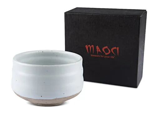 MAOCI Matcha-Schale Chawan 400ml Hell Porzellan - als Geschenkbox verpackt
