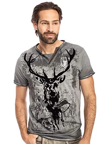 Hangowear Herren T-Shirt Elvis grau M - Traditionelle Bekleidung, hochwertiges Trachten T-Shirt mit passgenauer Größe für optimalen Tragekomfort.