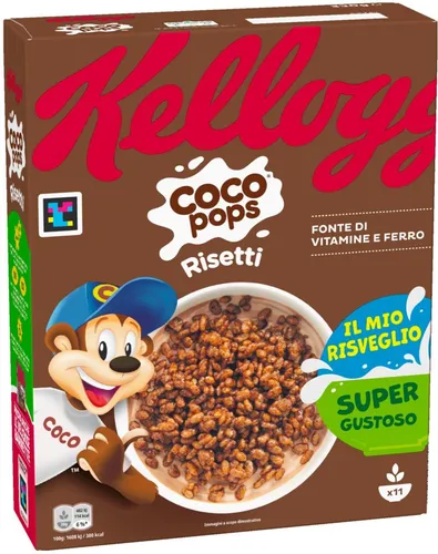 Kellogg's Flakes Coco Pops Risetti - Knuspriger Reisgenuss - Müslis mit natürlichem Kakao, vegan und palmölfrei. Ideal für ein leckeres Frühstück voller Energie!
