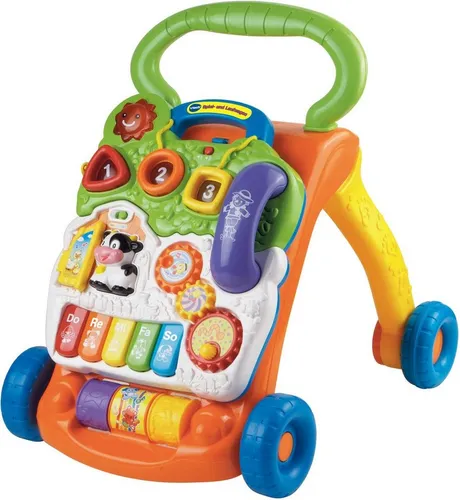 Vtech® Lauflernwagen VTechBaby - Spiel- und Laufwagen mit 11 Melodien - Lauflernwagen mit abnehmbarer Spielkonsole und 11 fröhlichen Kindermelodien, fördert Fein- und Grobmotorik für Kinder ab 12 Monaten.