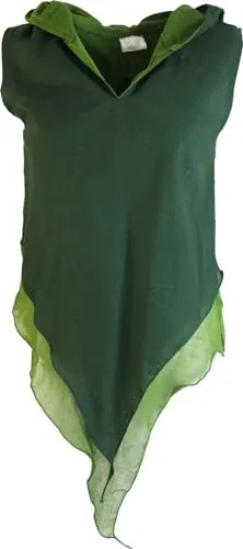 GURU SHOP Feen Elfen Zipfel Top MA, Dunkelgrün, Baumwolle, Size:M (40), Tops & T-Shirts Alternative Bekleidung
