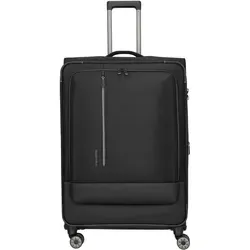 travelite Koffer Crosslite XL 81 cm - 4-Rollen-Trolley in Schwarz - Umweltfreundlicher Koffer aus recyceltem PET mit 4 leichtgängigen Rollen, erweiterbarem Volumen und TSA-Schloss für maximale Sicherheit. Ideal für jede Reise!
