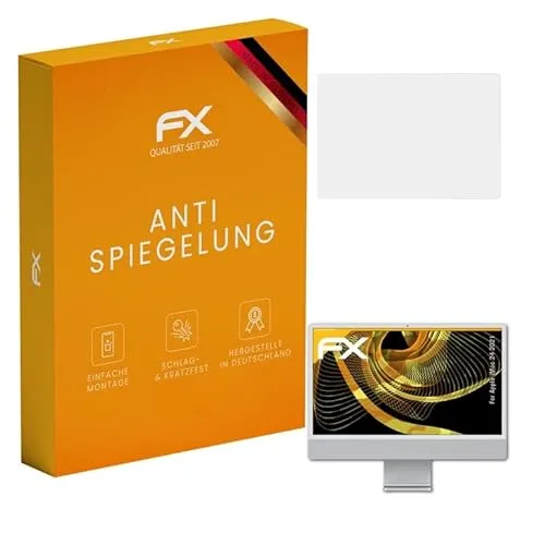atFoliX Panzerfolie kompatibel mit Apple iMac 24 2021 Schutzfolie, entspiegelnde und stoßdämpfende FX Folie