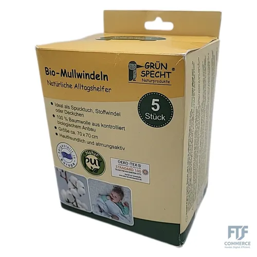 GRÜNSPECHT Bio-Mullwindeln 70x70cm aus 100% Baumwolle (kbA), Spucktücher, ohne o