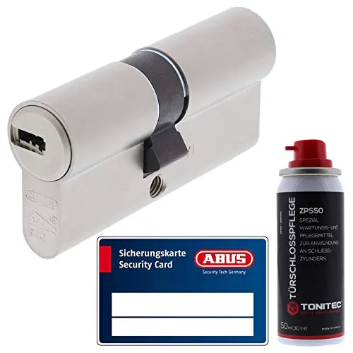 ToniTec Set aus ABUS Schließzylinder Türzylinder als Doppelzylinder EC660 GS gleichschließend inkl. 3 Schlüssel je Bestellung mit Sicherungskarte Größe 55 55mm + ToniTec Pflegespray