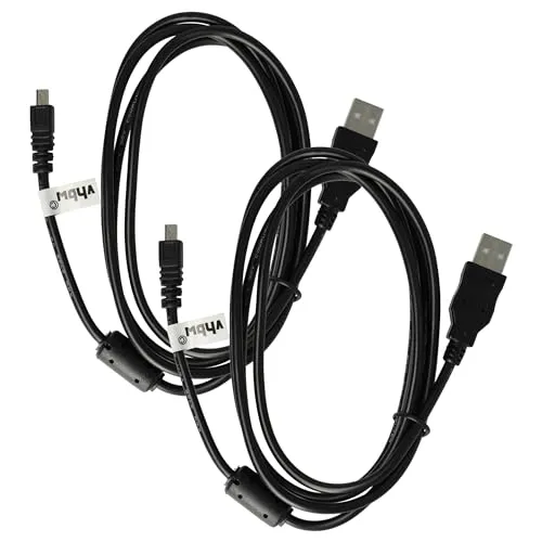 vhbw 2x USB-Kabel Datenkabel (Standard-USB Typ A auf Kamera) kompatibel mit Nikon Coolpix K10D, K100D, DL, B500 Kamera, Camcorder, 150 cm